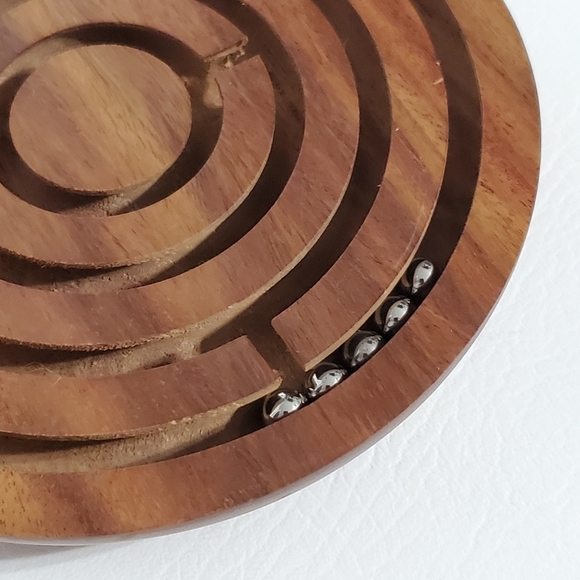Coffee Table Game Carved Wood Marble Maze Brain Twister - Picture 1 of 3